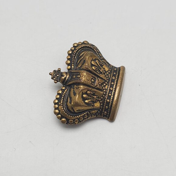 Antique Brass Royal Crown Brooch C Clasp - Picture 2 of 4